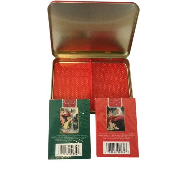 VTG Coca-Cola Santa Nostalgia Playing Cards 1996 Tin Set Sealed Decks Xmas USA - Picture 4 of 10